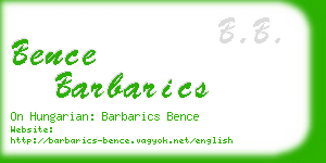 bence barbarics business card